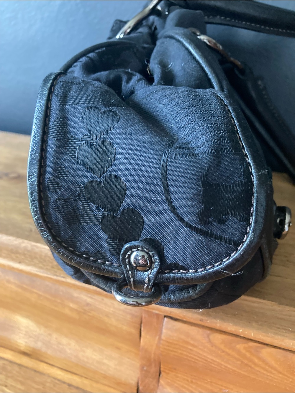 Y2K '90's Juicy Couture Black Satchel Handbag with 'WHATEVER' Charm - Picture 7 of 12